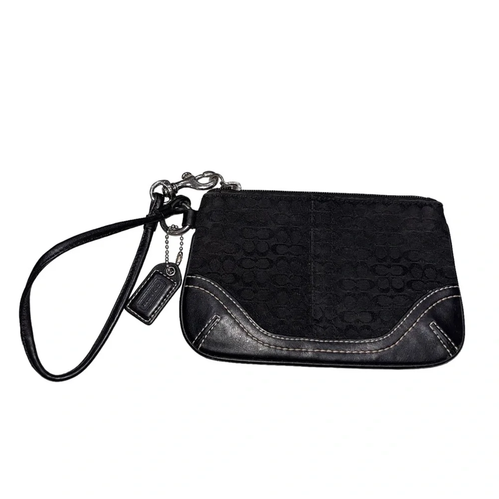 Coach Black Mini Monogrammed Wristlet